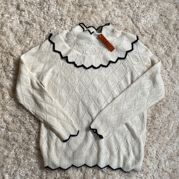Belldini Ecru/Black Sweater XL NWT - Picture 2 of 8